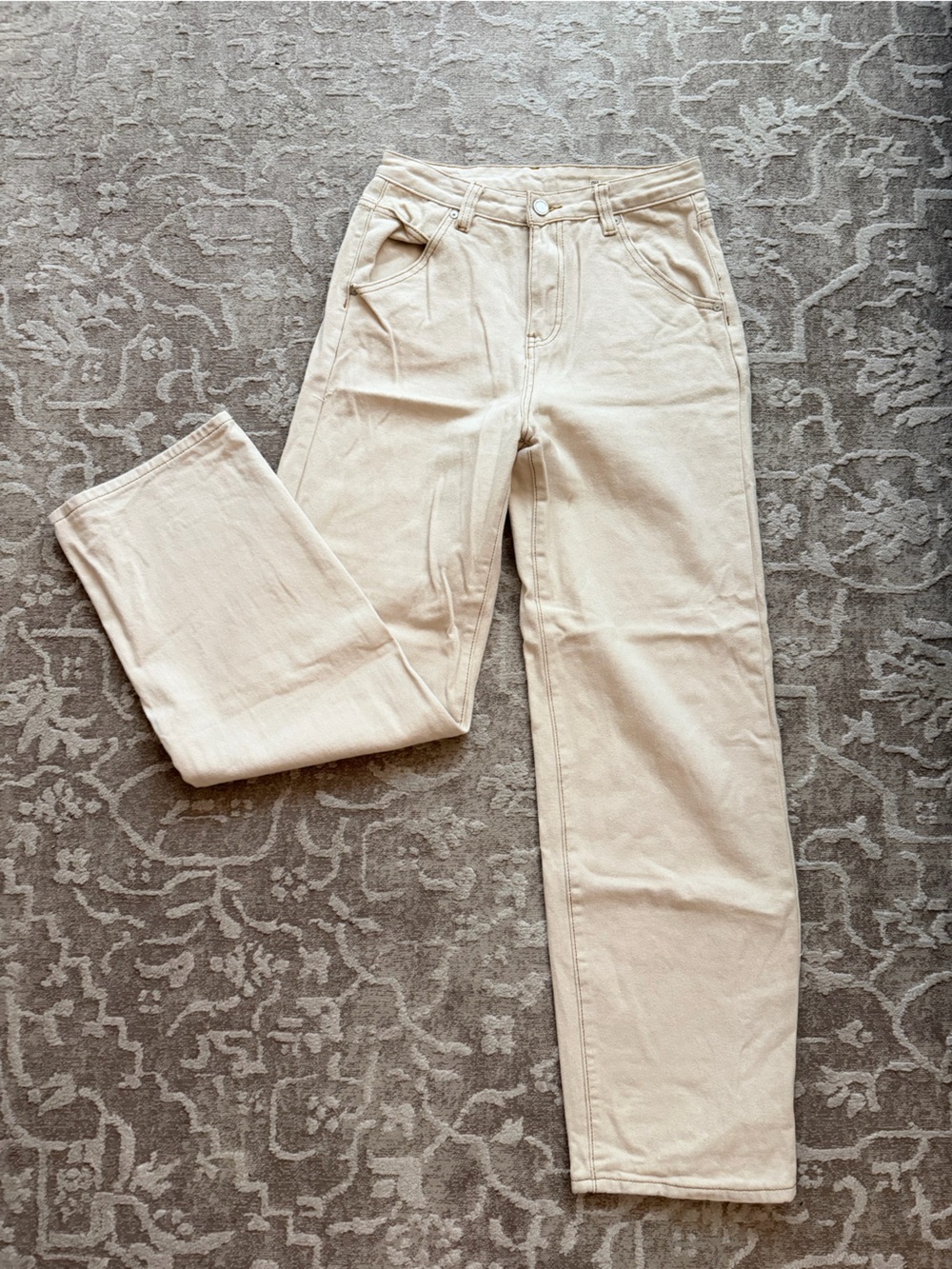 Blank NYC Beige Straight-Leg Jeans